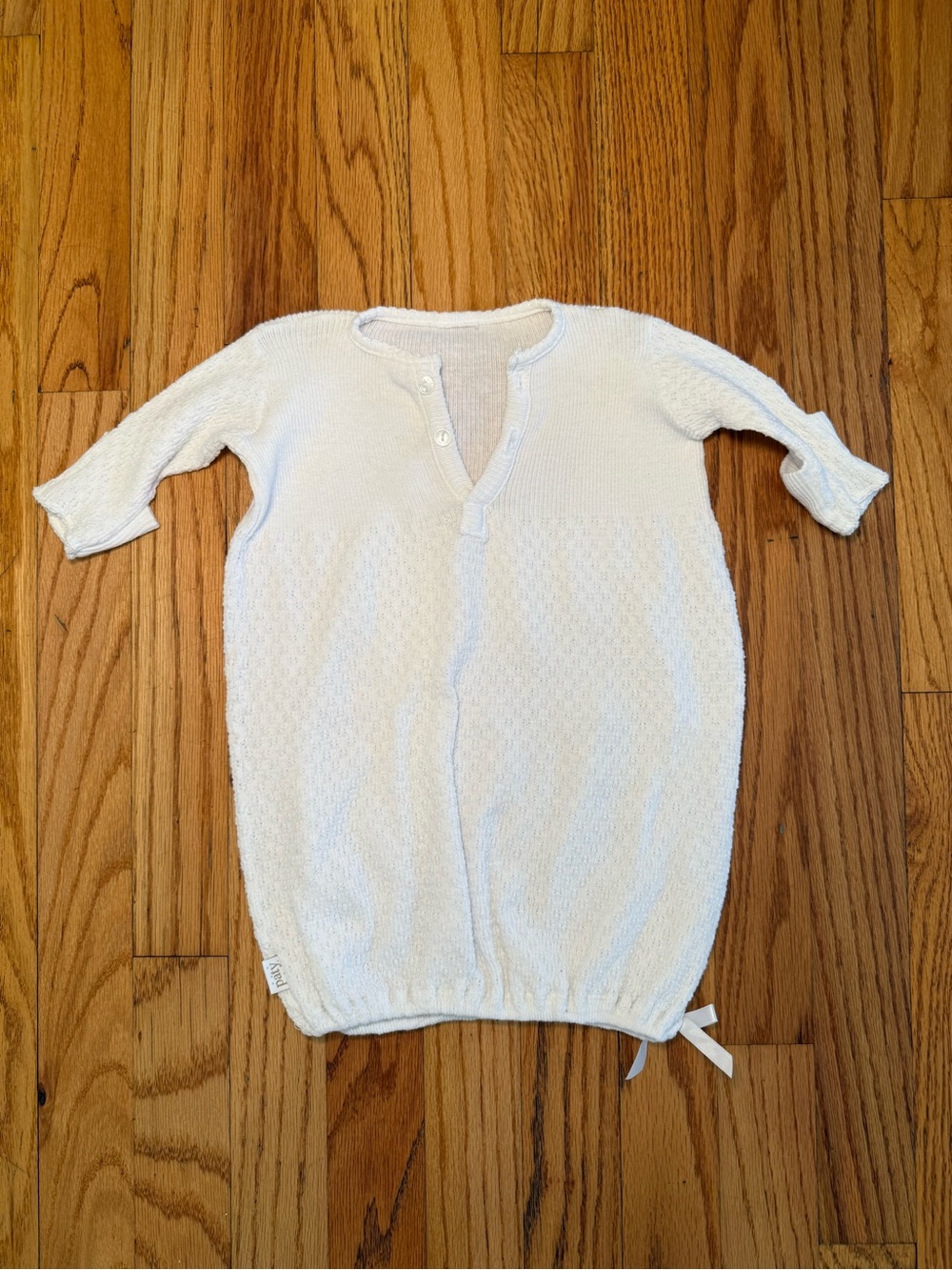 Paty Classic White Baby Gown with Button Front with Bow